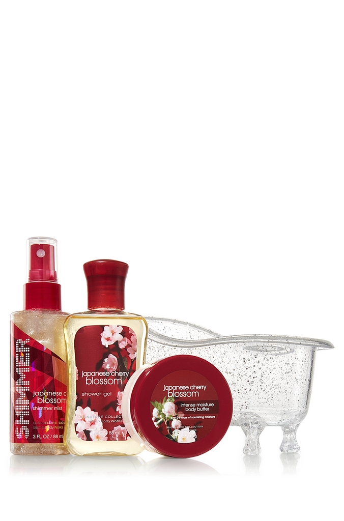 Bath & Body Works Japanese Cherry Blossom Signature Collection Mini Shimmer Splish Splash Gift Set