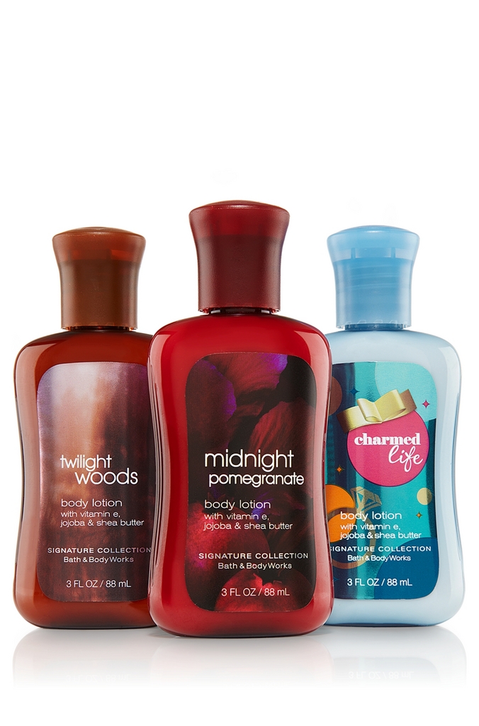Bath & Body Works Assorted Signature Collection Travel-Size Body Lotion Trio.
