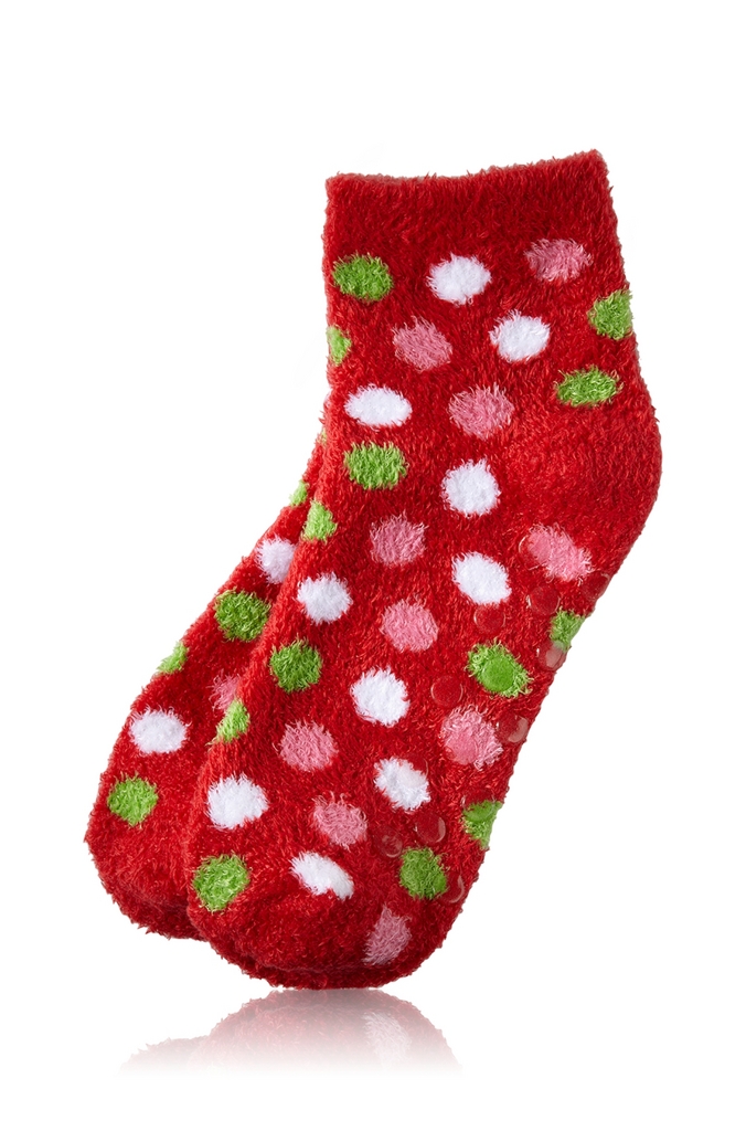 Bath & Body Works Accessories Mistle-toes Shea Infused Lounge Socks Red Polka Dot