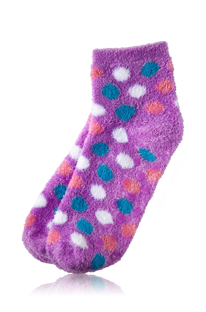 Bath & Body Works Accessories Mistle-toes Shea Infused Lounge Socks Purple Polka Dot