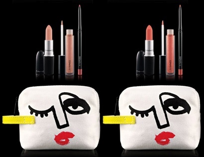 MAC Illustrated Lip Bag by Julie Verhoeven/ Pink x3