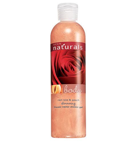 Avon NATURALS Red Rose & Peach Shimmering Shower Gel