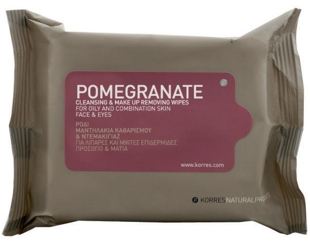 Korres Pomegranate Cleansing & Make Up Removing Wipes For Oily And Combination Skin