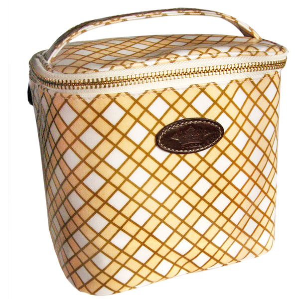 Tocca Cosmetic Travel Bag Coated Canvas - Peach Trellis