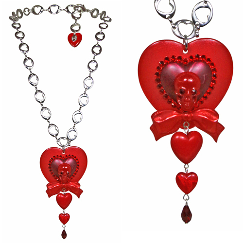 Tarina Tarantino "BLEEDING HEARTS" SKULL HEART PENDANT NECKLACE