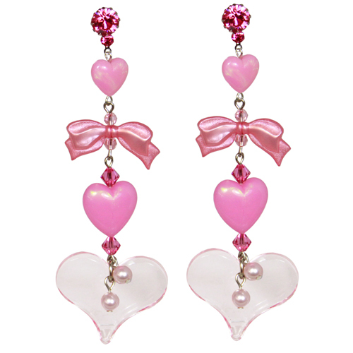 Tarina Tarantino  "I LOVE HEARTS" TRANSLUCENT LUCITE DUSTER EARRINGS