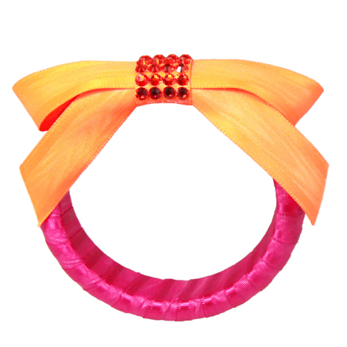 Tarina Tarantino RIBBON-WRAPPED BANGLE WITH CRYSTAL BOW