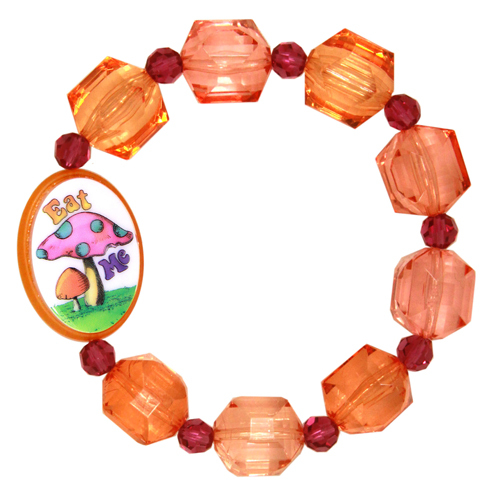 Tarina Tarantino LUCITE AND CRYSTAL "EAT ME" MUSHROOM STRETCH BRACELET