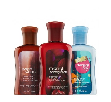 Bath & Body Works Assorted Signature Collection Travel-Size Body Lotion Trio.