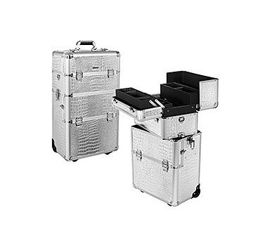 SEPHORA COLLECTION Large Rolling Train Case - Silver Croc