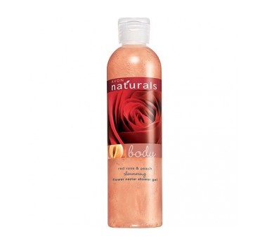 Avon NATURALS Red Rose & Peach Shimmering Shower Gel